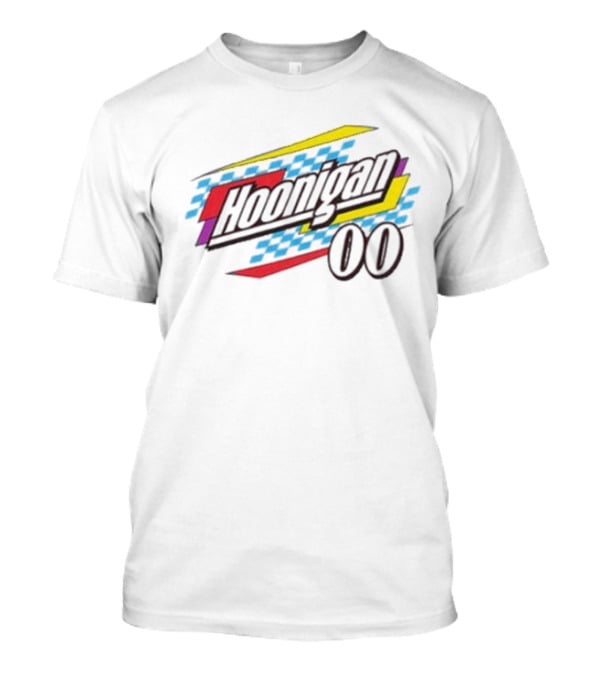 Best Hoonigan 00 Racing Style Checkered Stripes T-Shirt