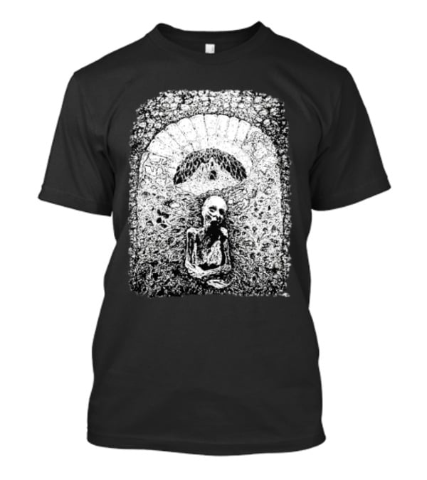 Mortiferum Cave Dweller Skeleton In Gothic Archway T-Shirt