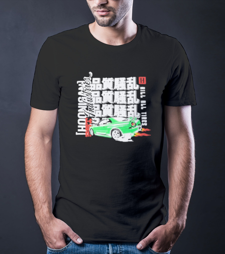 Hoonigan Industries Kill All Tires Green Car T-Shirt