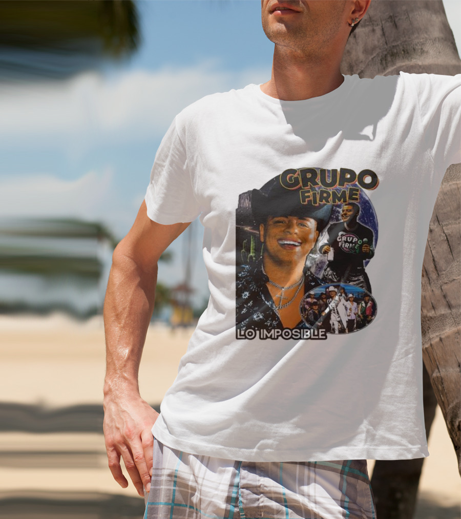 Grupo Firme Lo Imposible Cactus Cowboy Space Collage T-Shirt