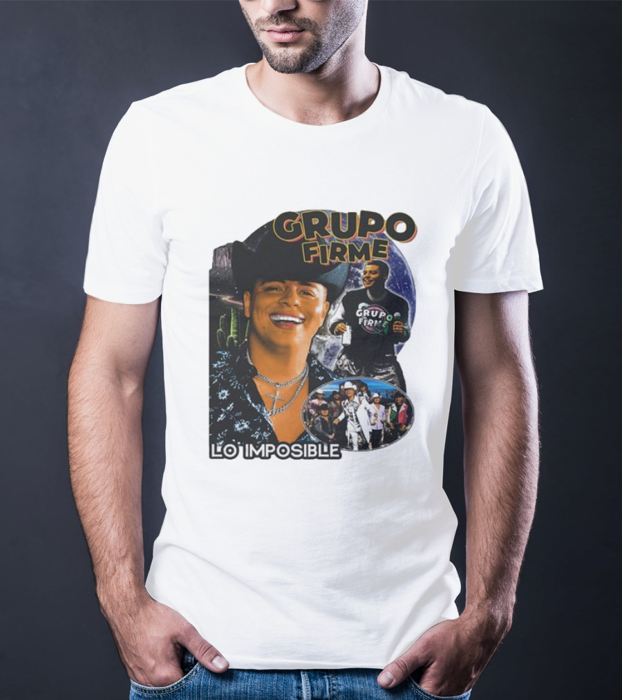 Grupo Firme Lo Imposible Cactus Cowboy Space Collage T-Shirt