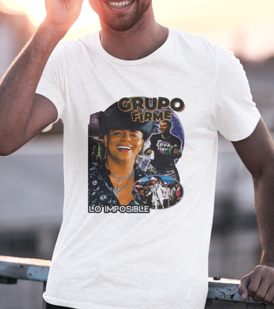 Grupo Firme Lo Imposible Cactus Cowboy Space Collage T-Shirt