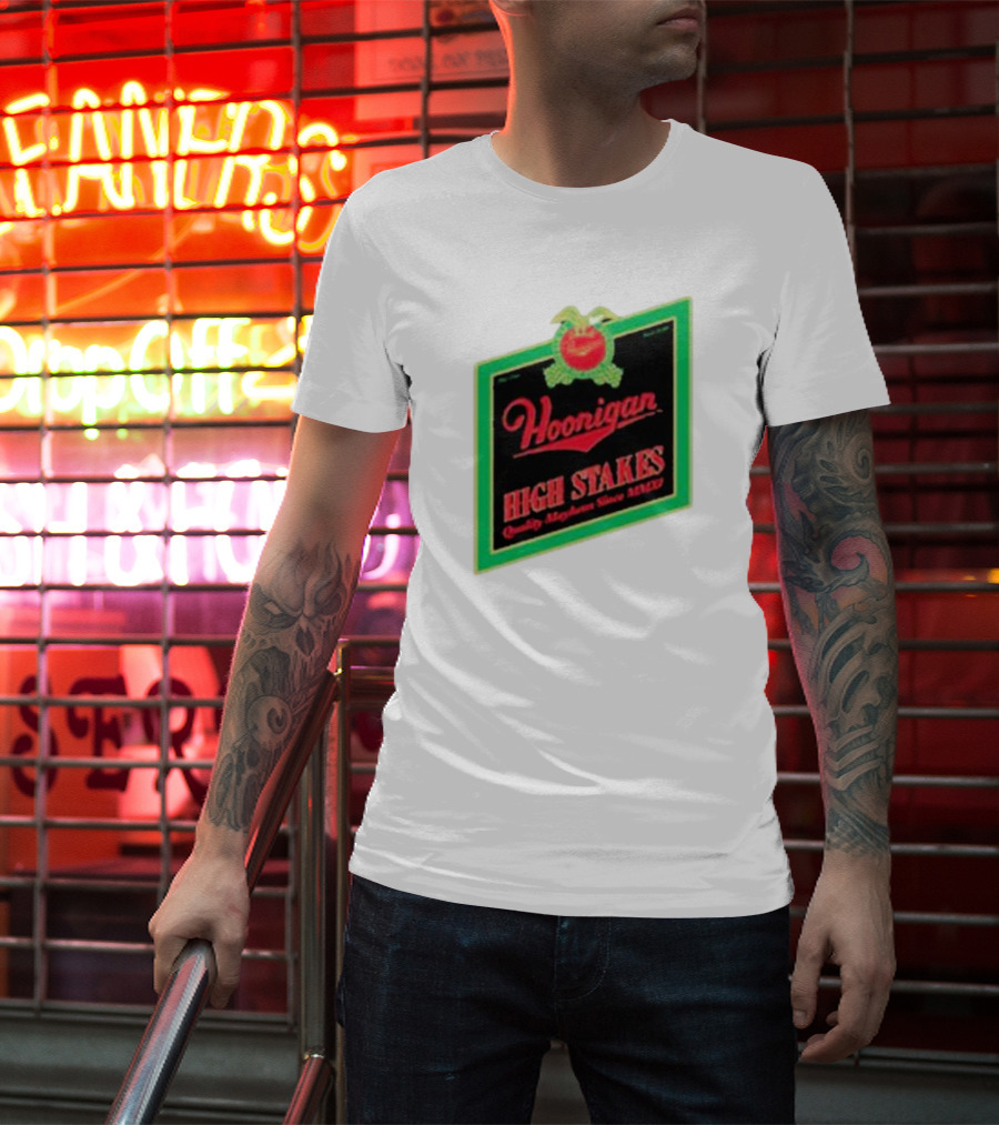 Hoonigan High Stakes Quality Mayhem Since MMXI Retro Apple Crate Label T-Shirt