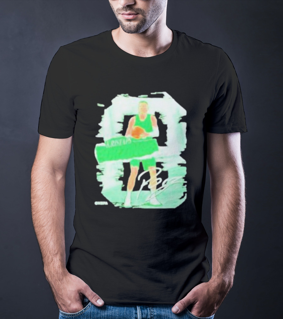 Kristaps Porzingis Boston Green Signature Basketball Player T-Shirt