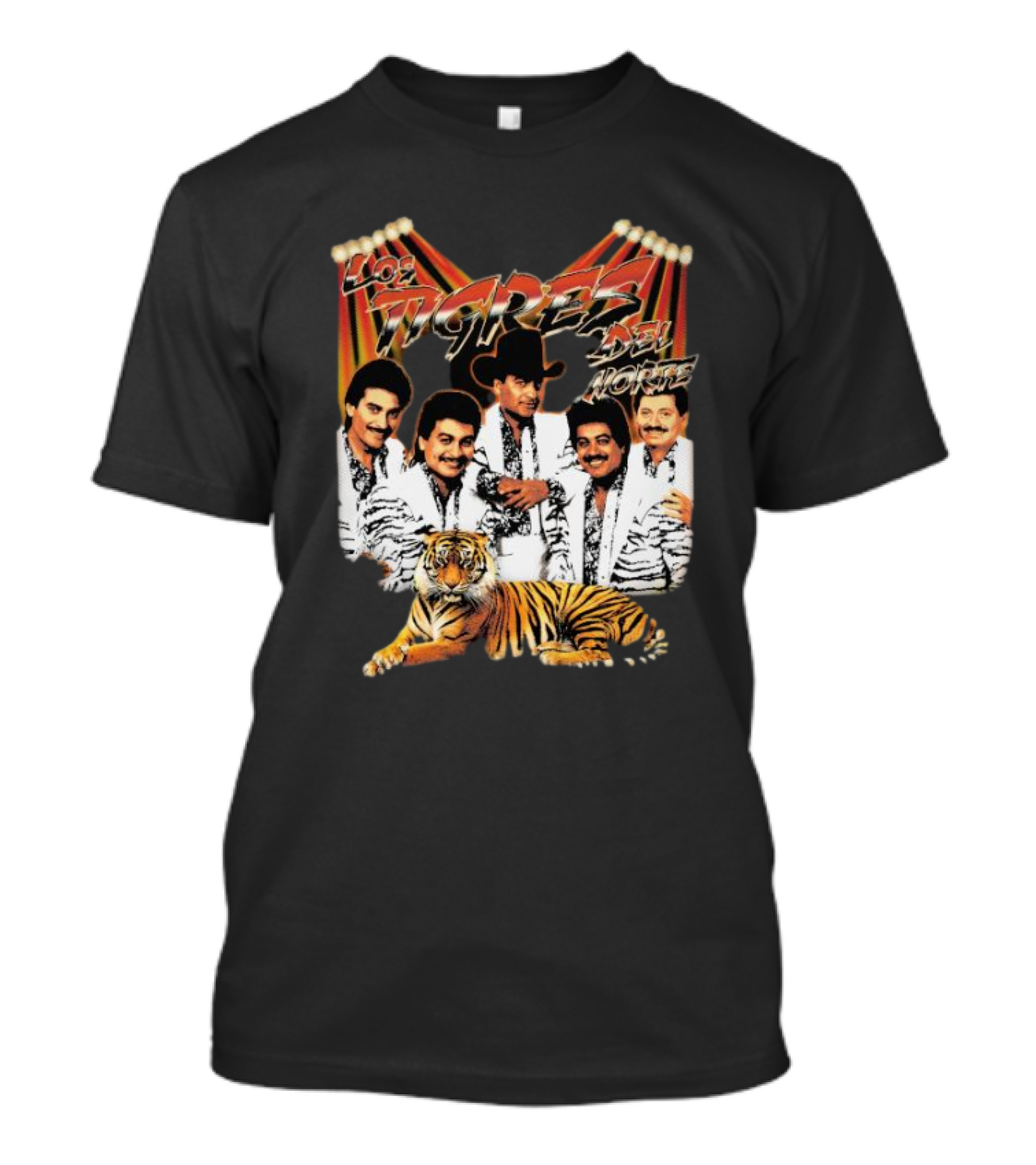 Los Tigres Del Norte Band Members With Tiger Image T-Shirt