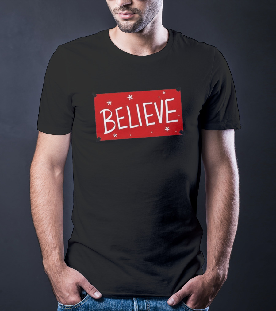 Believe Red Christmas Snowflakes T-Shirt