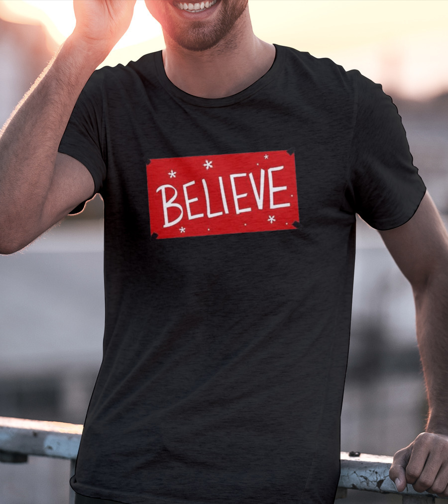 Believe Red Christmas Snowflakes T-Shirt