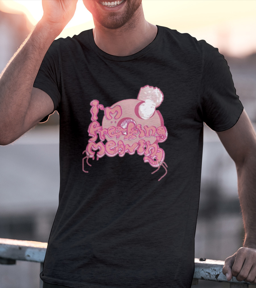 I’m Freaking Mewing Pink Cartoon Style With Portrait And Whiskers T-Shirt