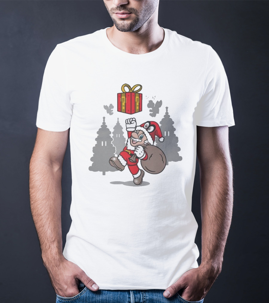 Super Merry O Super Mario Santa Claus Christmas Nintendo Funy T-Shirt