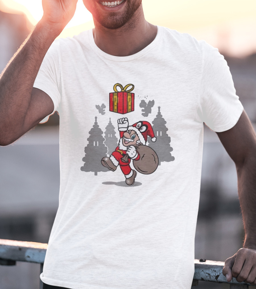 Super Merry O Super Mario Santa Claus Christmas Nintendo Funy T-Shirt
