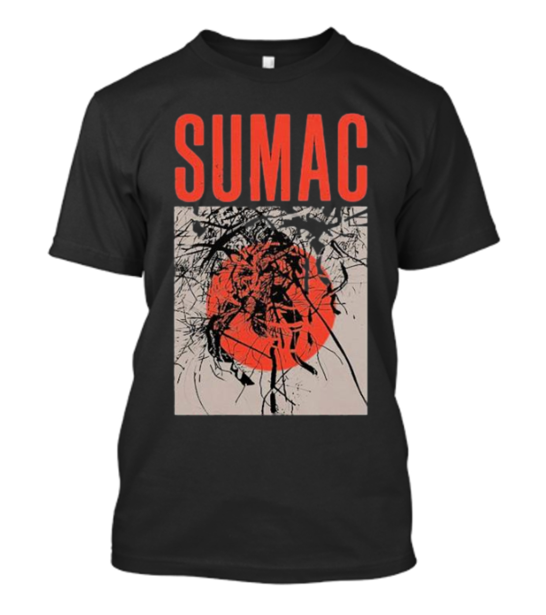 Sumac Shadow Art With Red Circle And Black Lines T-Shirt