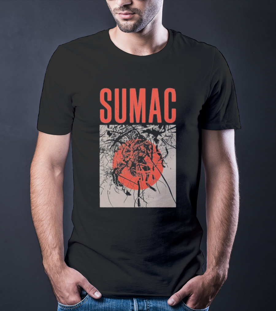 Sumac Shadow Art With Red Circle And Black Lines T-Shirt