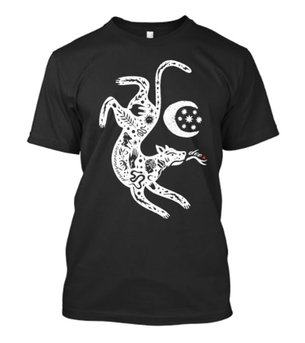 Wovenhand Alchemist Wolf With Stars And Crescent Moon T-Shirt
