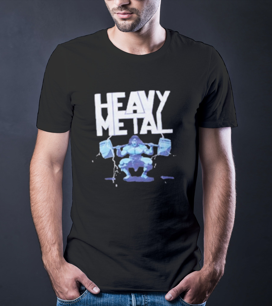 Heavy Metal Oversized Fitness Warrior With Barbells T-Shirt