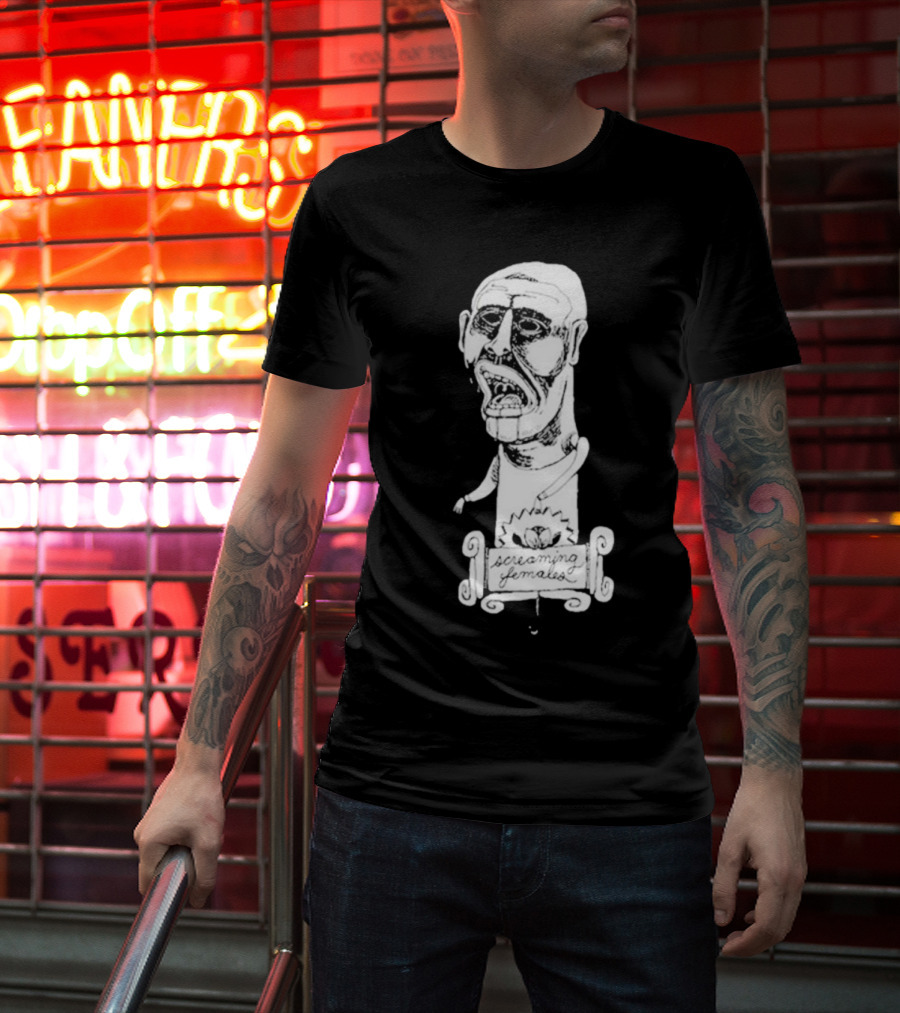 Screaming Females Band Illustration Black And White Head T-Shirt