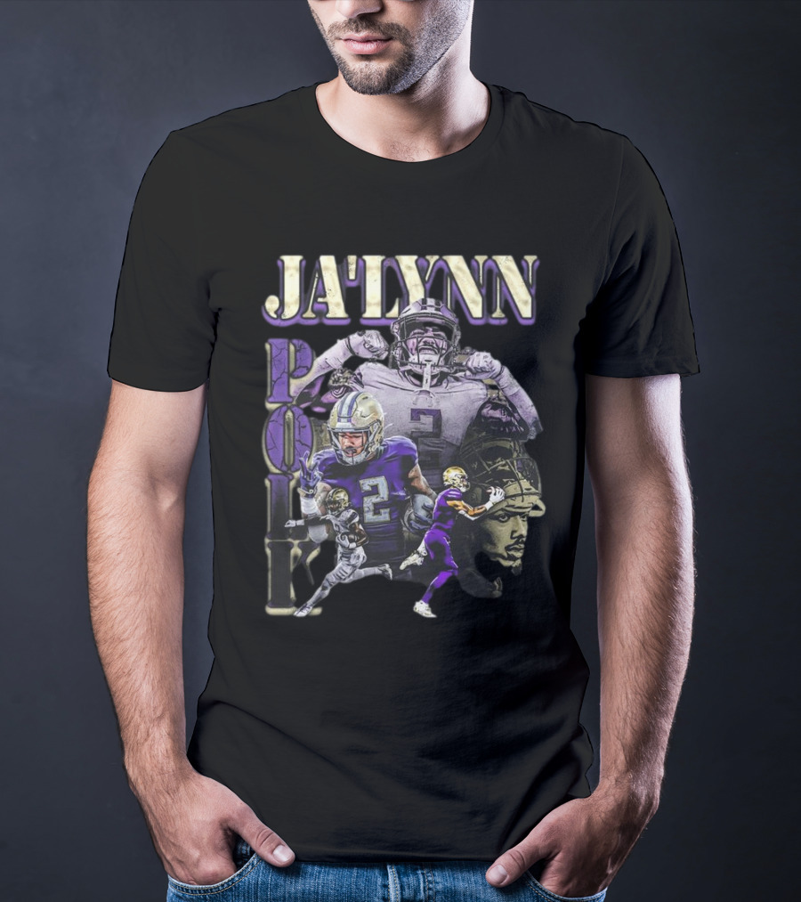 Jaylynn Polk Vintage Football Style Purple And Gold Player Collage T-Shirt