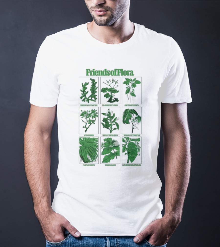 Friends Of Flora Plants Green Botanical Compilation T-Shirt