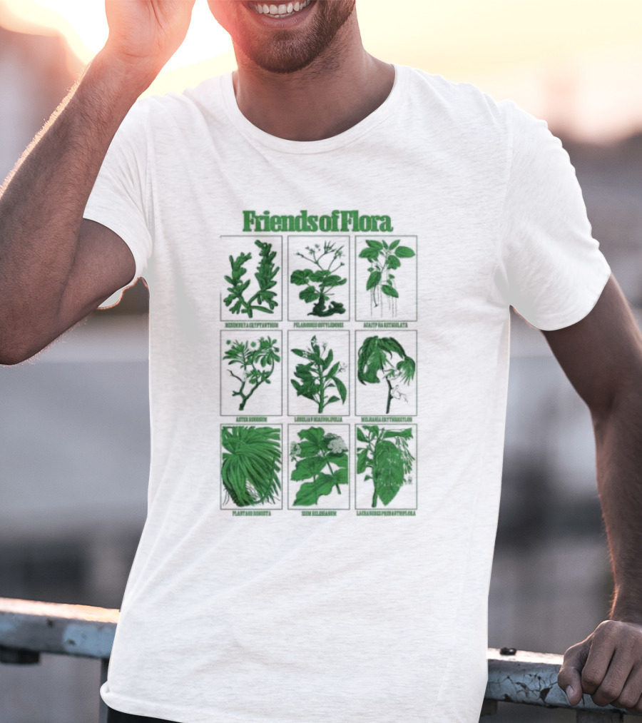 Friends Of Flora Plants Green Botanical Compilation T-Shirt