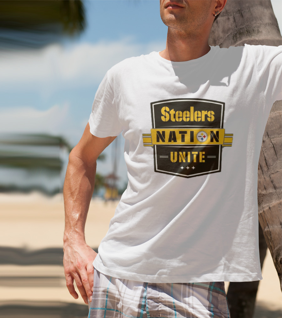 Steelers Nation Unite Emblem With Stars And Iconic Team Colors T-Shirt