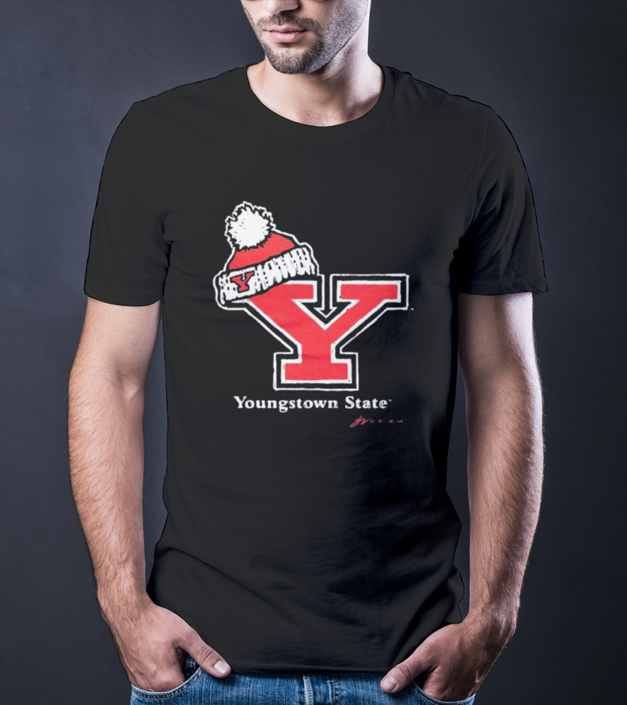 Youngstown State Y Logo With Knit Hat T-Shirt