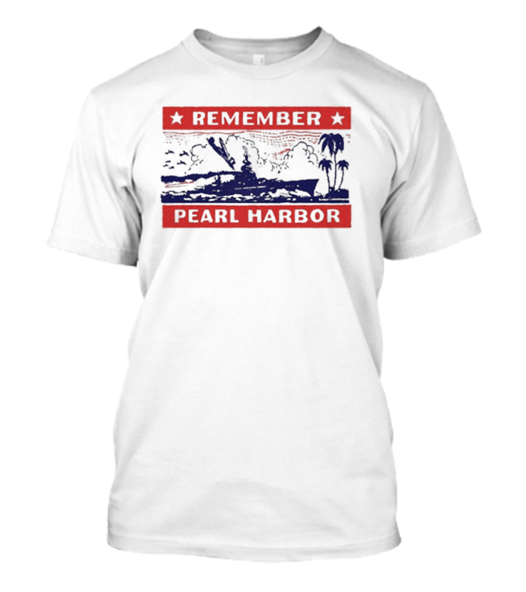 Remember Pearl Harbor 1941 Vintage Navy Battleship Aircraft Scene T-Shirt