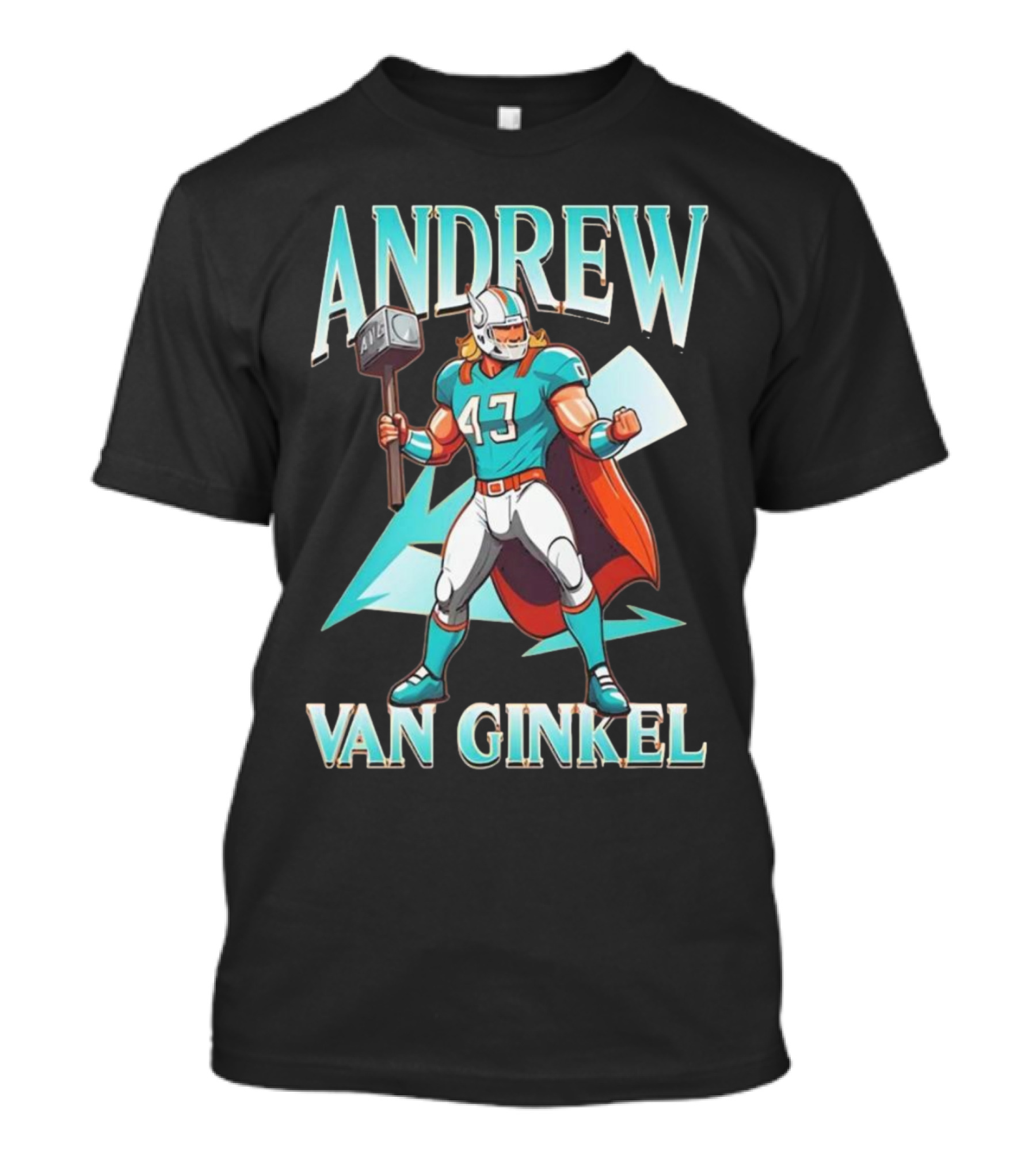 Andrew Van Ginkel Thor 47 Teal Hammer Iconic Figure T-Shirt