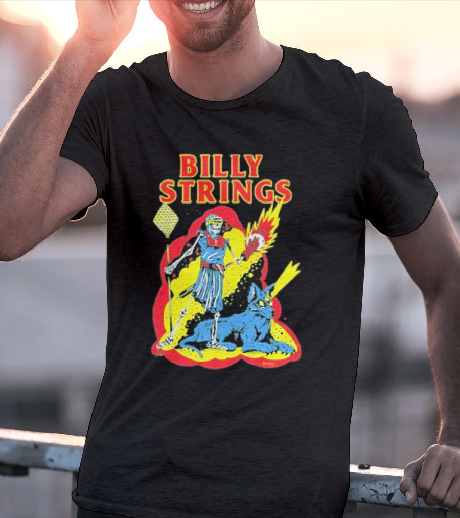 Billy Strings Skeleton Warrior With Blue Cyclops Cat T-Shirt