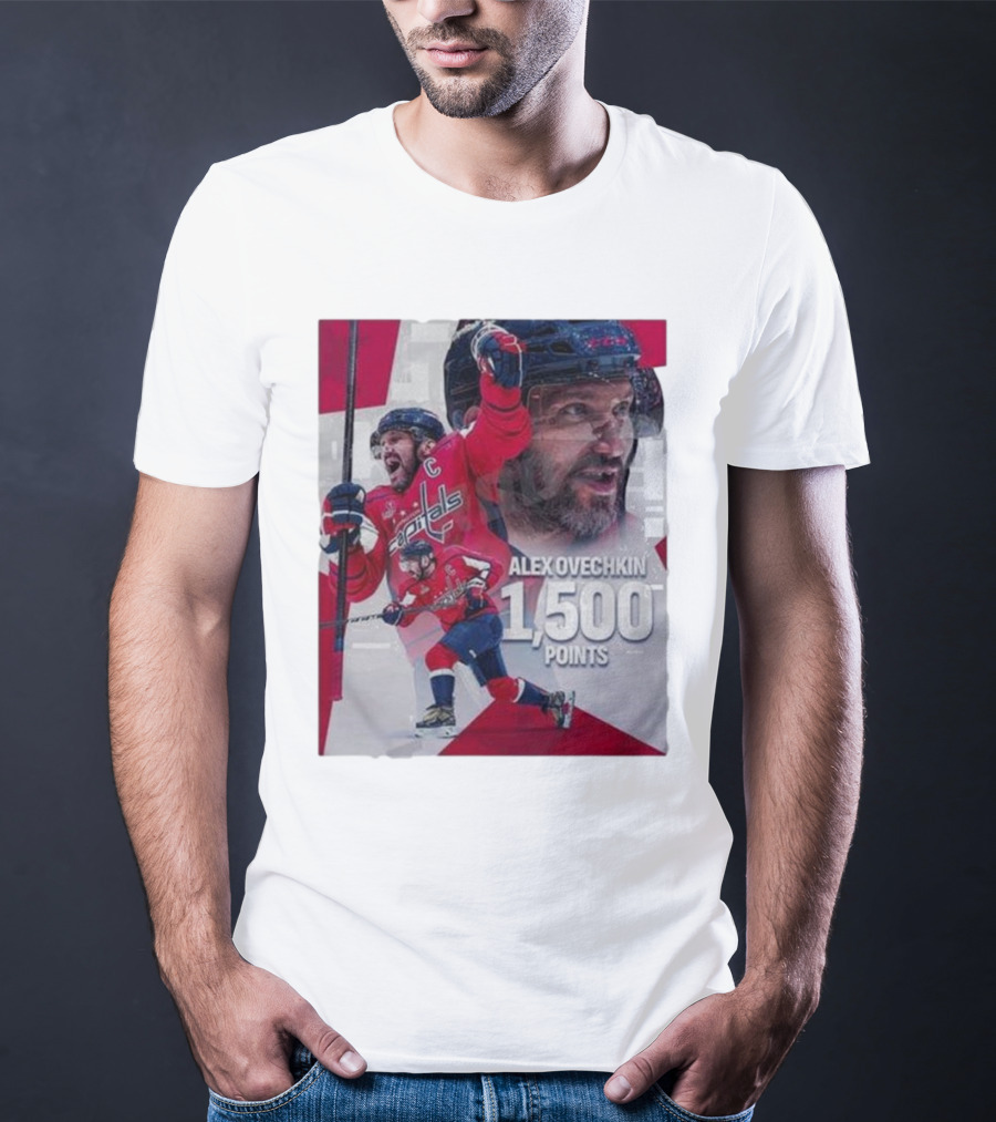 Alex Ovechkin 1500 Points Celebration Washington Capitals Red And White Hockey T-Shirt