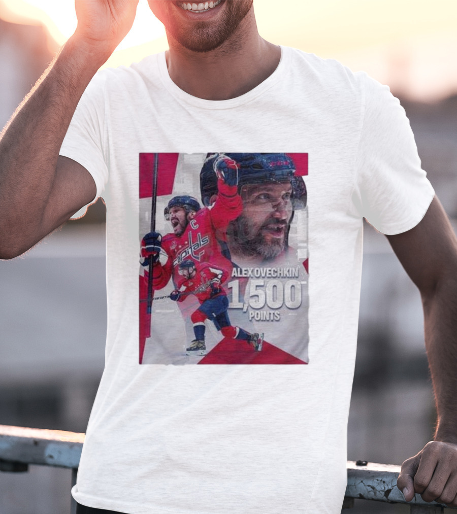 Alex Ovechkin 1500 Points Celebration Washington Capitals Red And White Hockey T-Shirt
