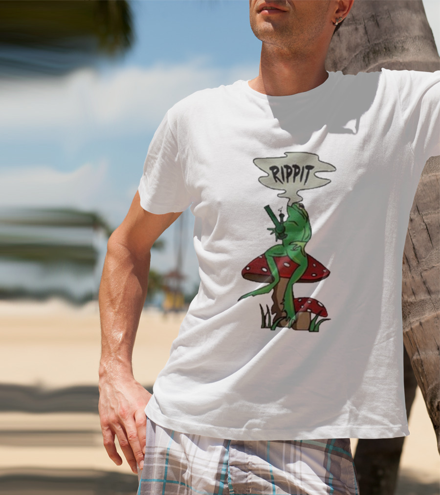 Fourtwenty Rippit Frog Smoking On Mushroom T-Shirt