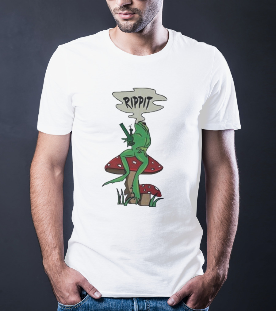 Fourtwenty Rippit Frog Smoking On Mushroom T-Shirt