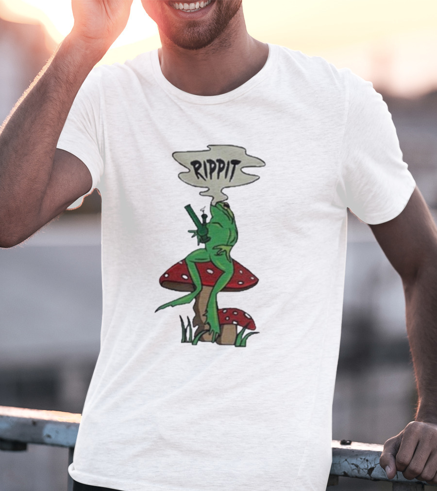 Fourtwenty Rippit Frog Smoking On Mushroom T-Shirt