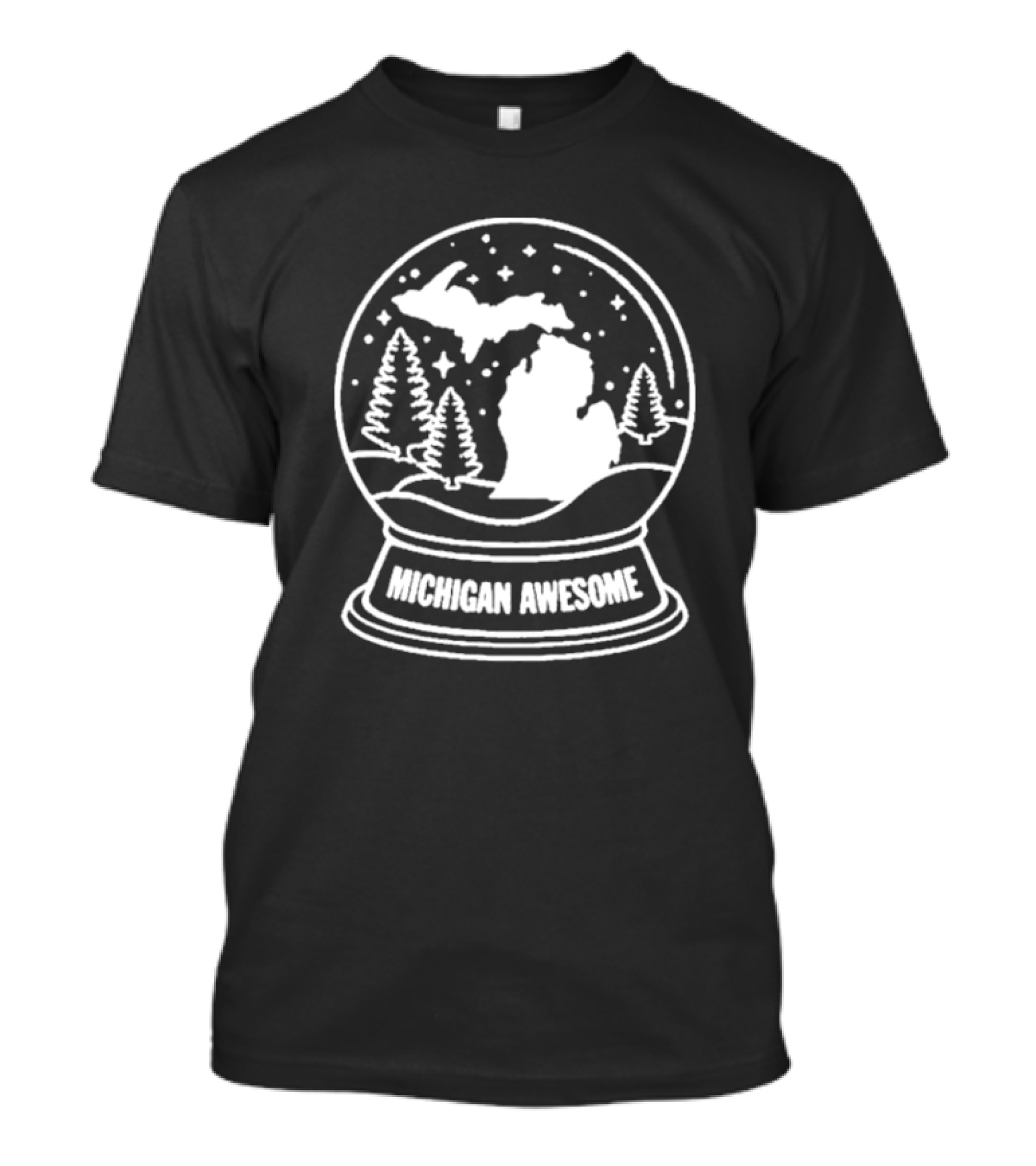 Michigan Awesome Winter Wonderland Snow Globe With Trees And Stars T-Shirt