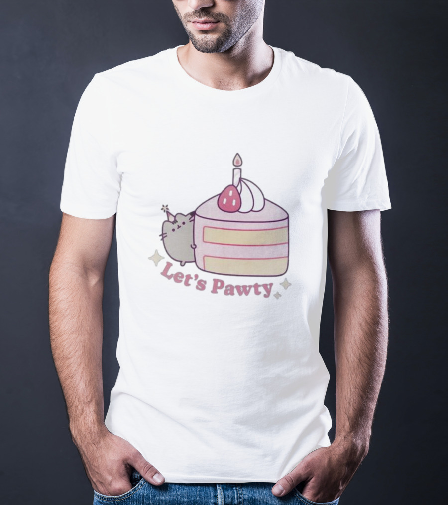 Pusheen Let's Pawty Cake Celebration Grey Marl T-Shirt