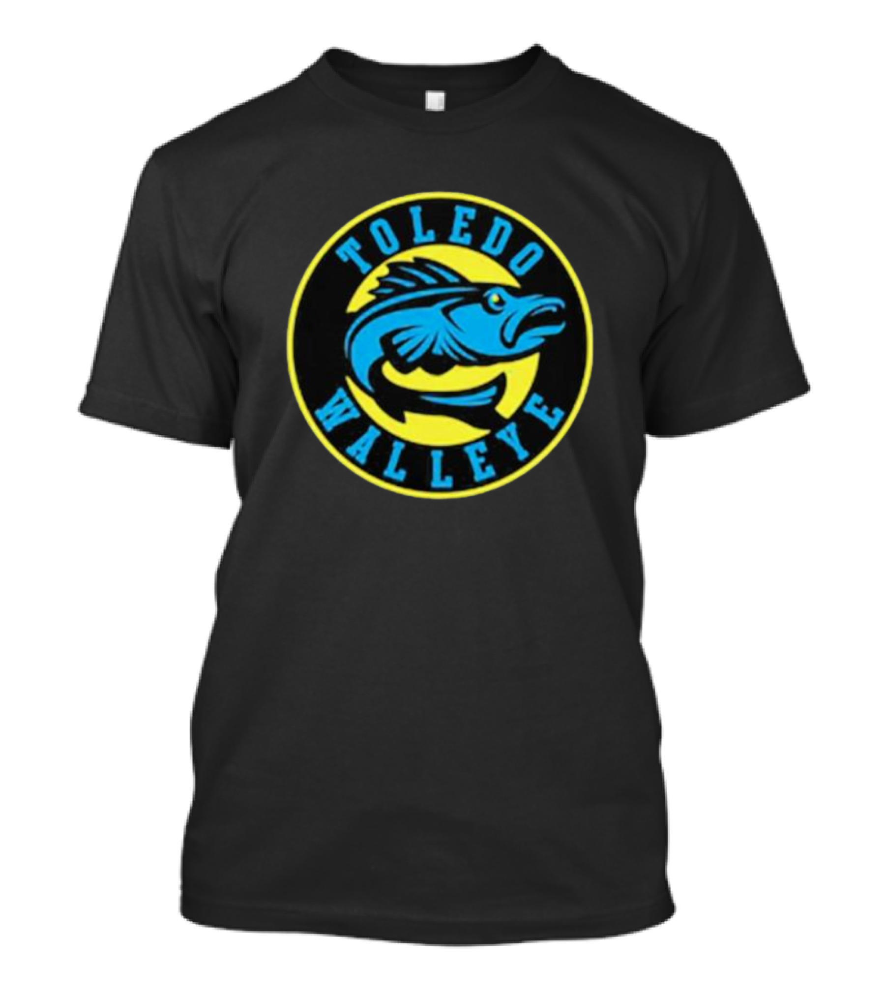 Toledo Walleye Logo Blue Fish Black Yellow Circular Badge T-Shirt
