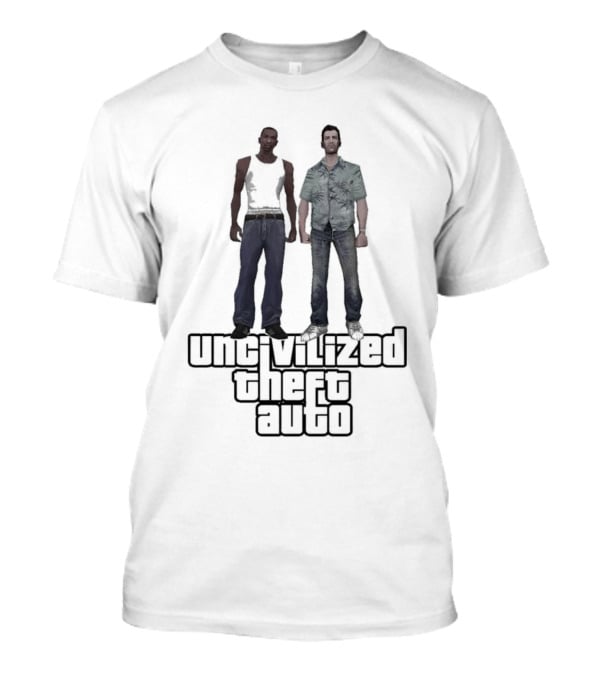 UNCIVILIZED THEFT AUTO GTA Parody Characters T-Shirt