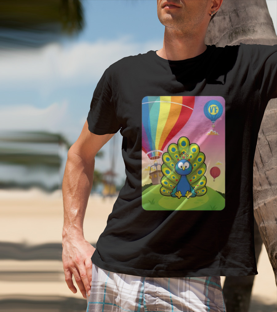 Vee Friends Practical Peacock Colorful Hot Air Balloon Vee Friends T-Shirt