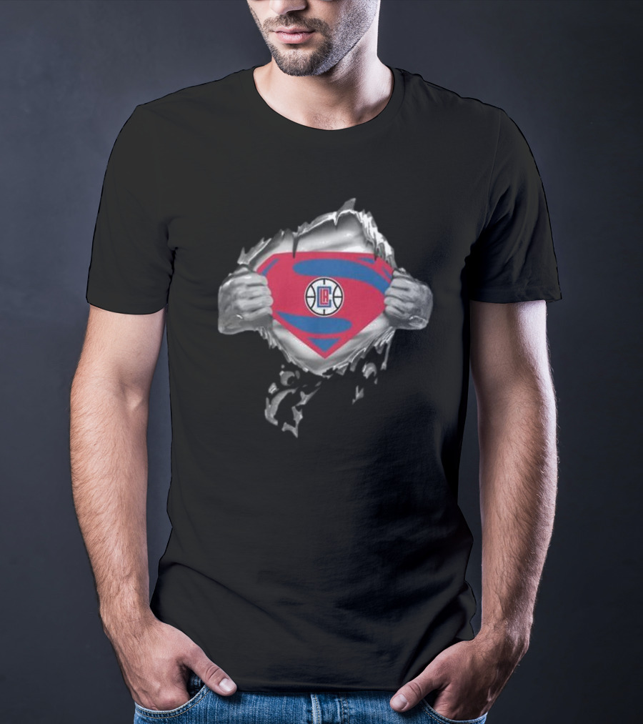 LA Clippers Superhero Emblem Reveal T-Shirt