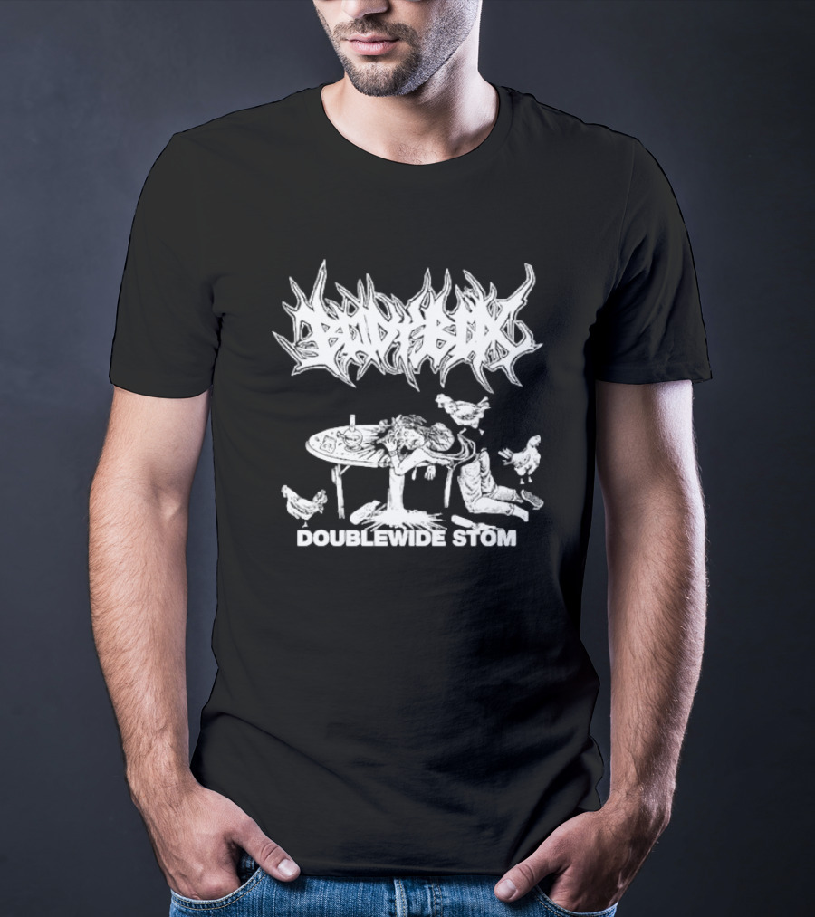 BODYBOX DOUBLEWIDE STOMP Table Chaos With Chickens T-Shirt
