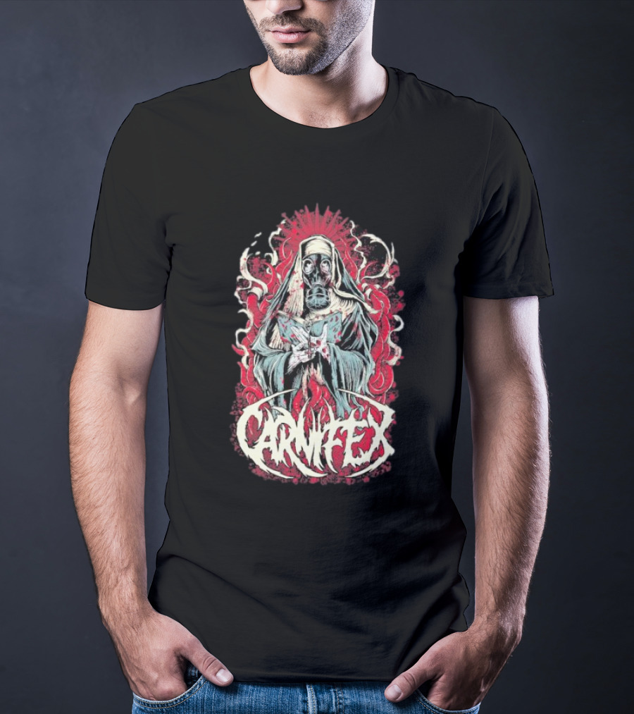 Carnifex Sister Rot Gas Mask Nun With Red Aura T-Shirt