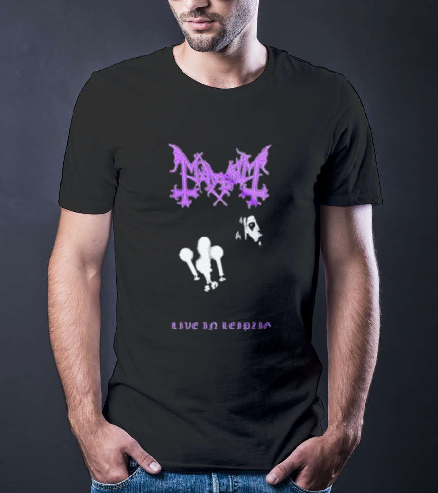 Mayhem Live In Leipzig Gothic Logo And Abstract Figure T-Shirt