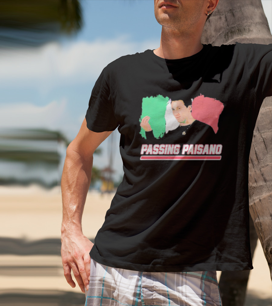 Passing Paisano Italian Gesture Flag Background T-Shirt