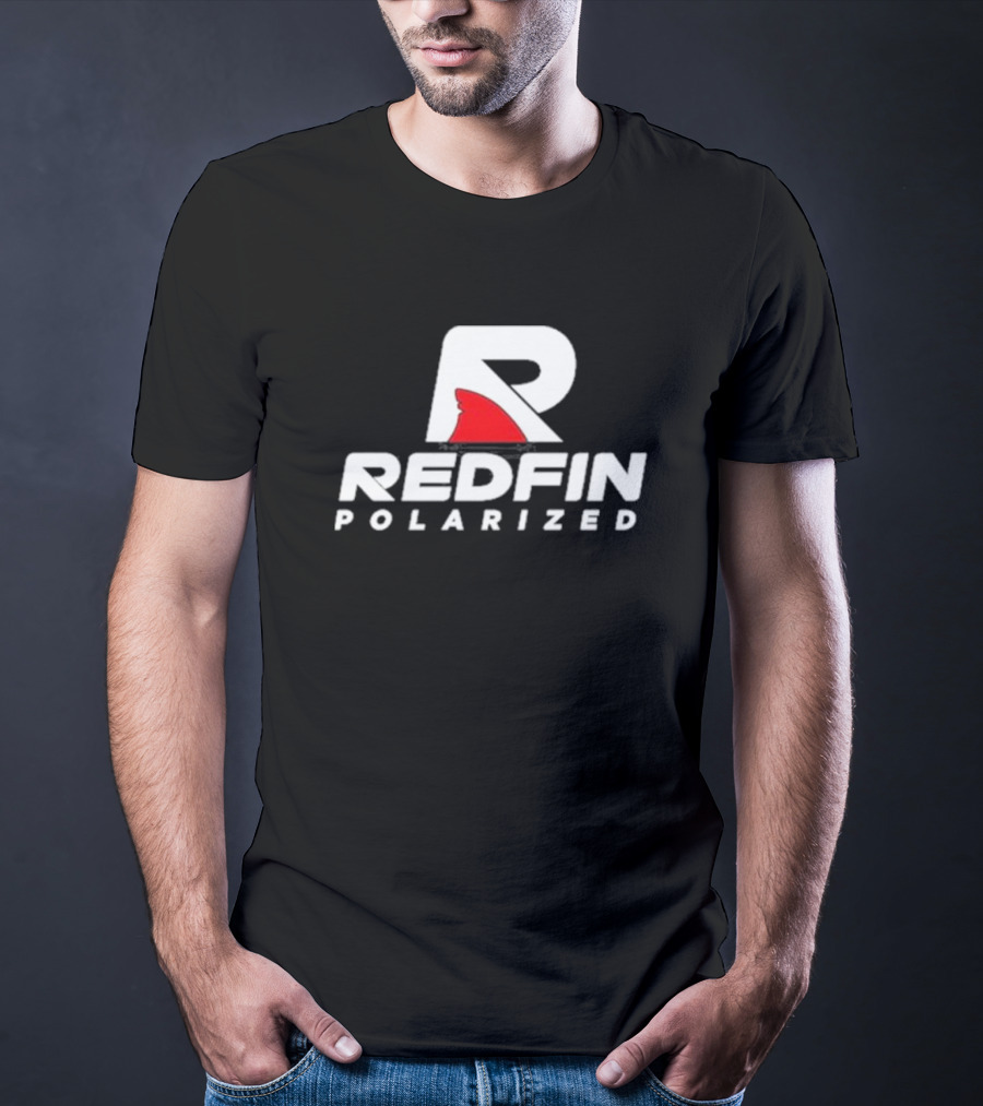 REDFIN POLARIZED R SHARK LOGO WHITE AND RED T-Shirt