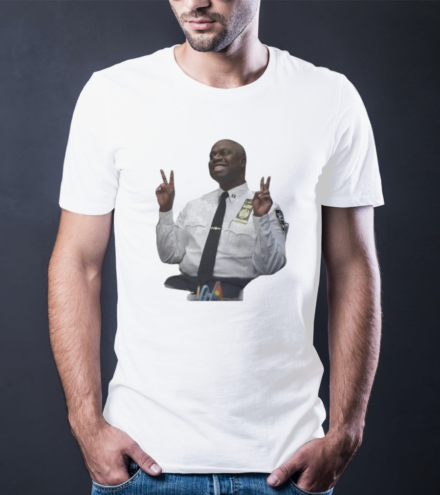 Smiling Captain Raymond Holt Andre Braugher Peace Signs Brooklyn Nine Nine T-Shirt