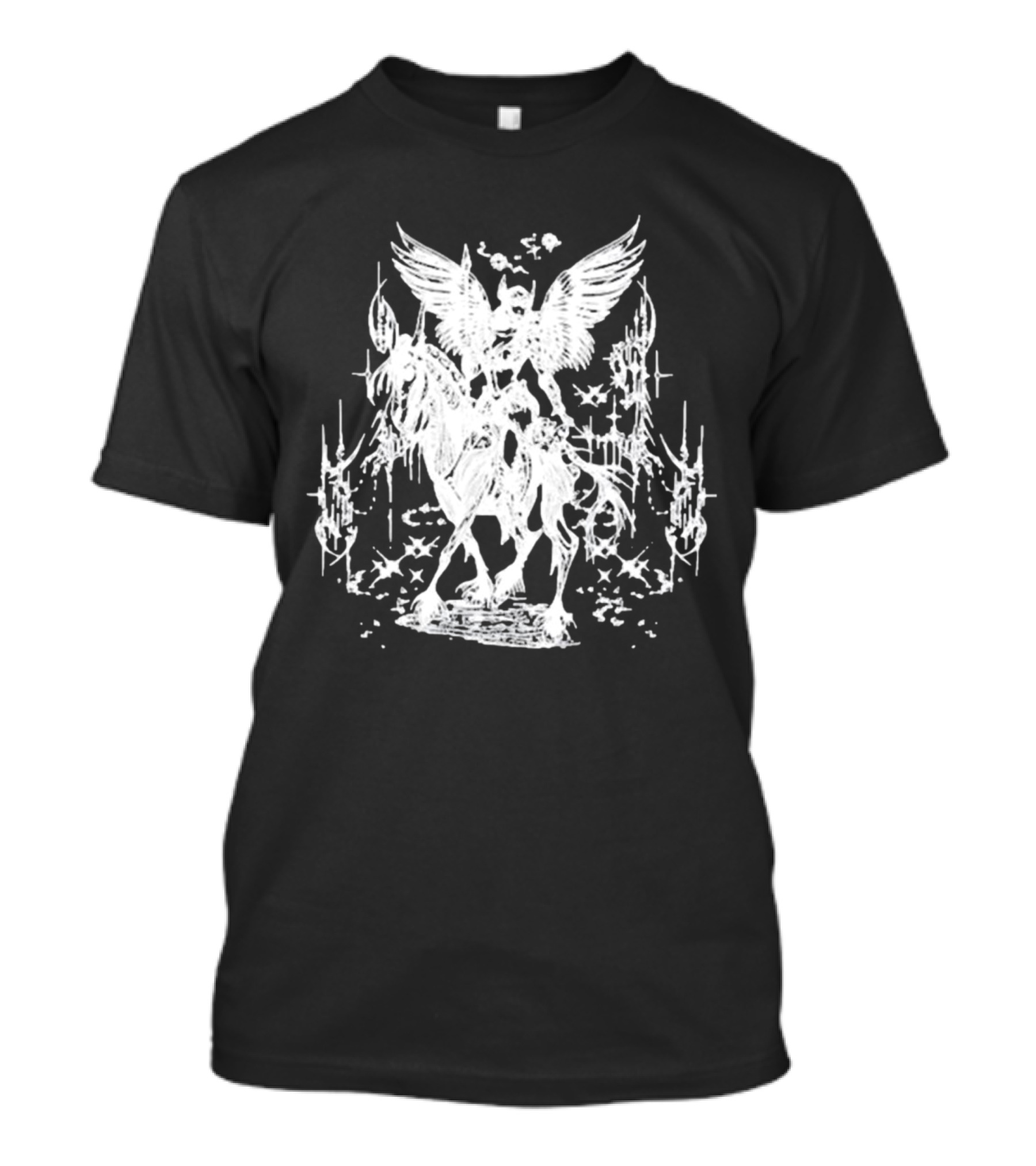 Valkyrae Vintage Dagger Angelic Horse Rider With Wings And Stars T-Shirt