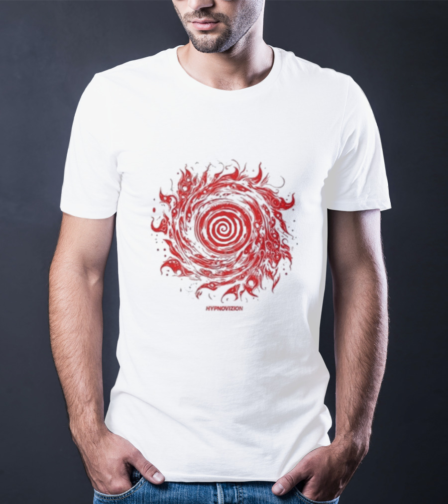 Vortex Flocked Invincible Fire Spiral T-Shirt