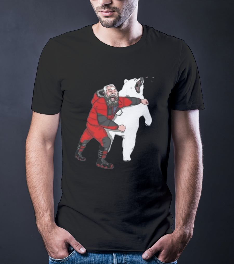 Blessed Bear Fighter Polar Punching Scene T-Shirt