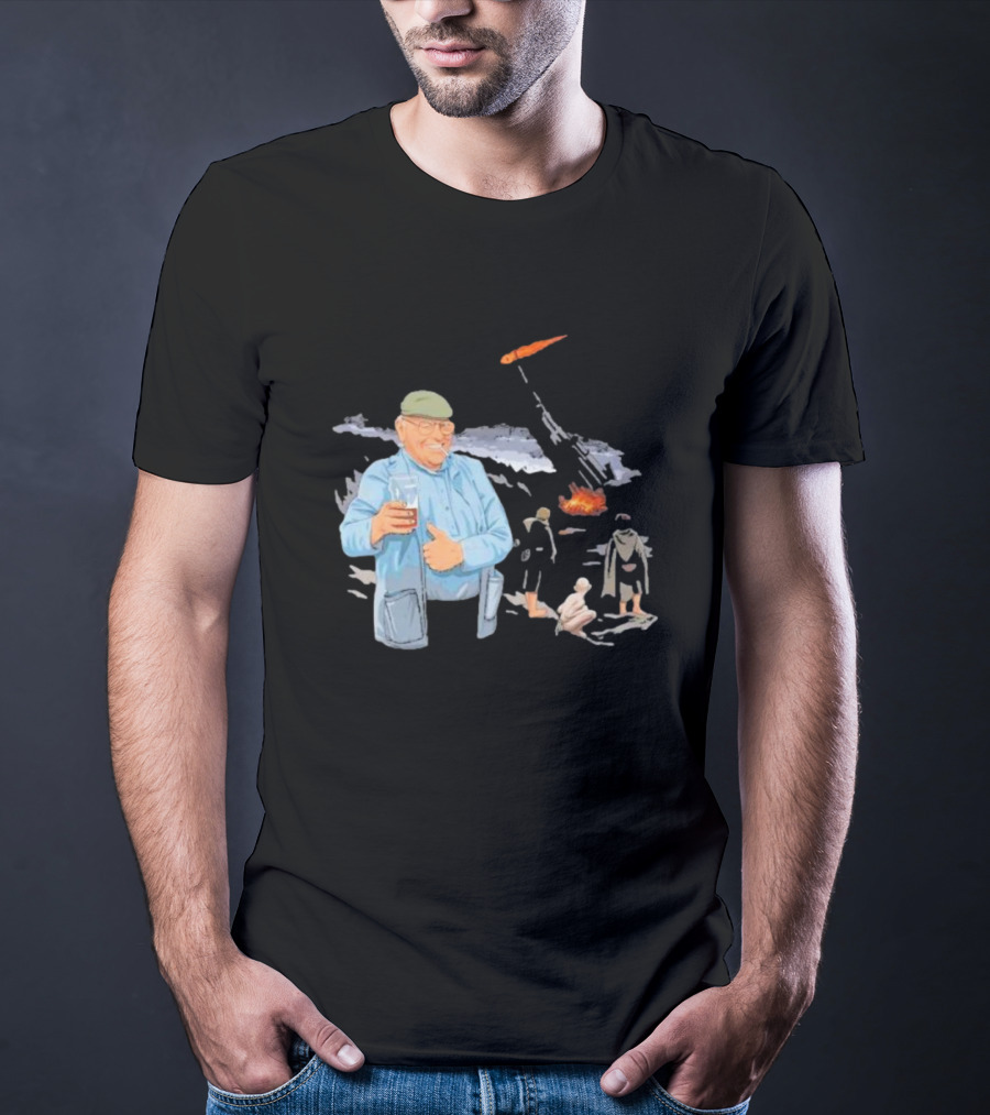 Dibnah Versus Sauron Gandalf, Hobbits, And Industrial Chimney In Middle-earth Scene T-Shirt