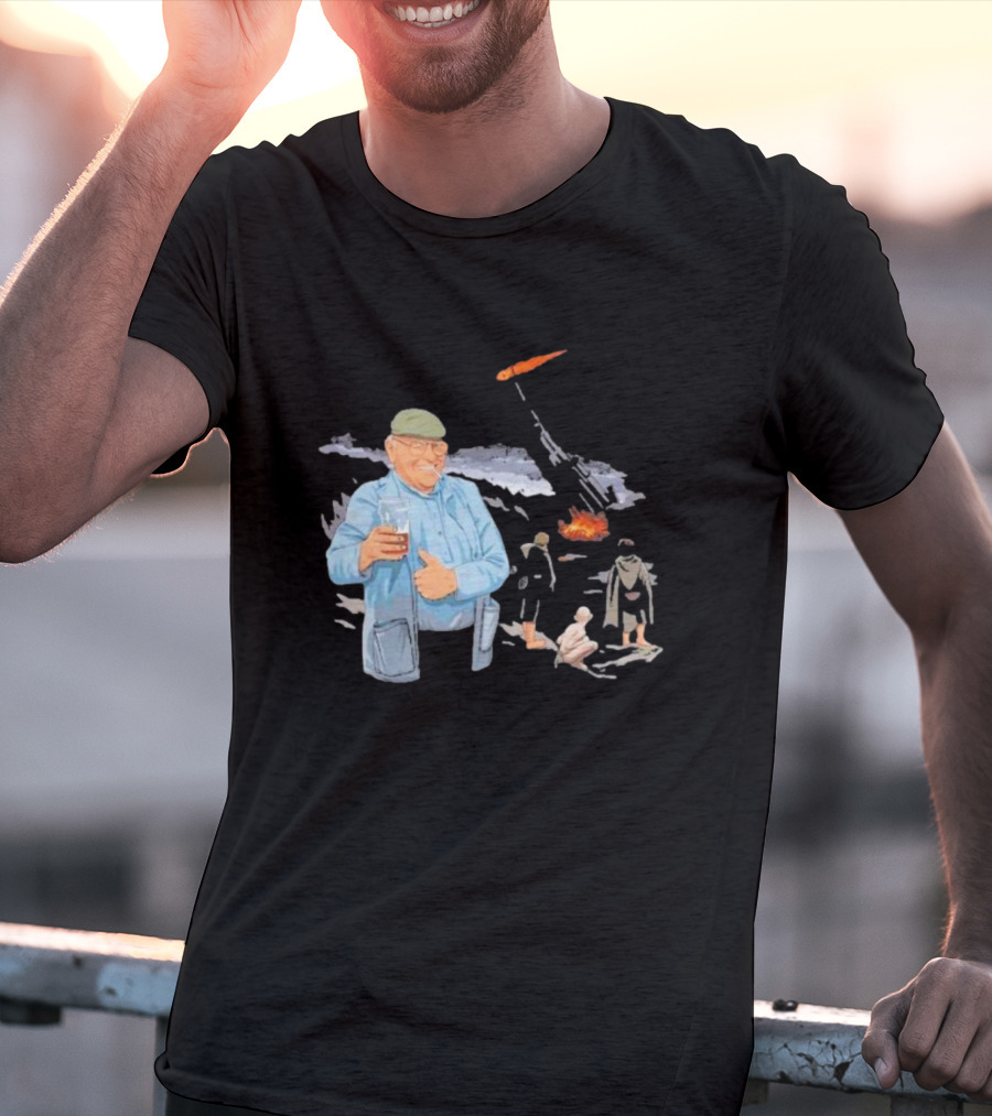 Dibnah Versus Sauron Gandalf, Hobbits, And Industrial Chimney In Middle-earth Scene T-Shirt
