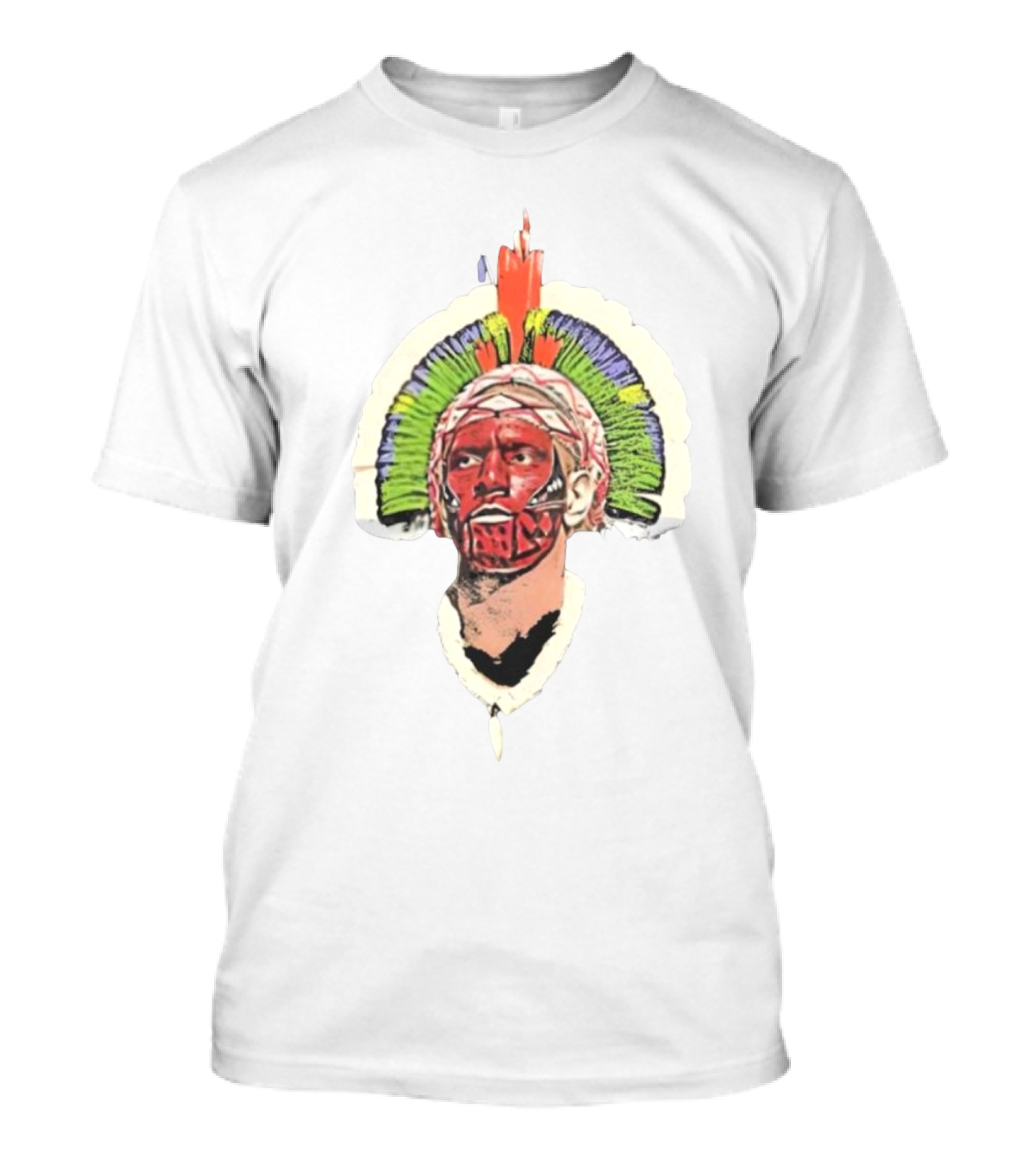 Quality Big Face Poatan Indigenous Headdress War Paint T-Shirt